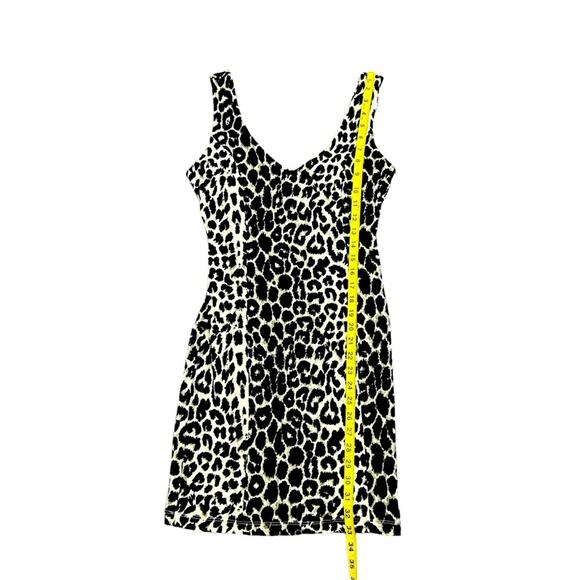 love...ady Leopard Print Dress Womens Size S Black Cream Bodycon Stretchy Sexy - Picture 7 of 8